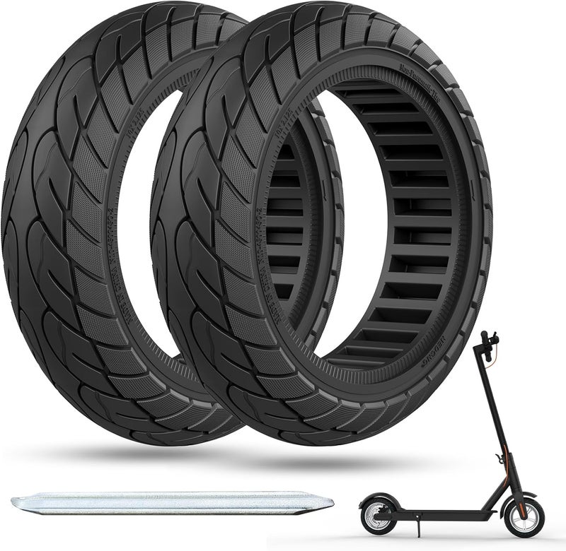 Cooryda 10x2.125 Scooter Tire, 10 inch Solid Rubber Tires Tubeless Front or Rear Replacement 10x2.125 Solid Electric Scooter Tire for Gotrax G4 Xr V2 Ninebot F25 F65 Hiboy S2 Pro 2pc Black - Image 1